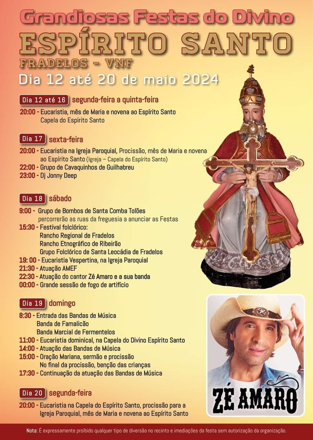 Cartaz Festas do Divino Espírito Santo 2024 - Fradelos