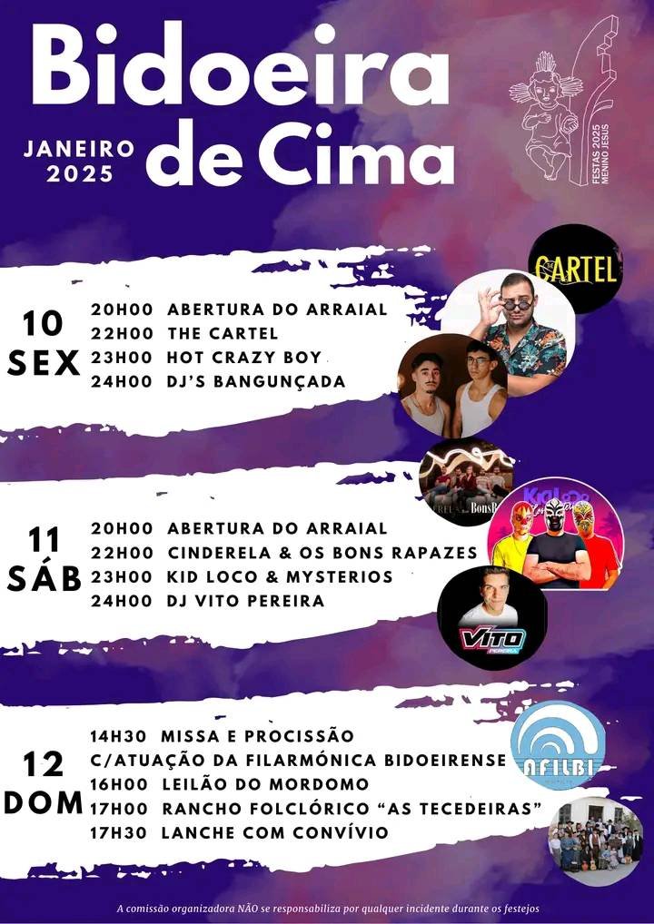Cartaz Festas do Menino Jesus 2025 - Bidoeira de Cima
