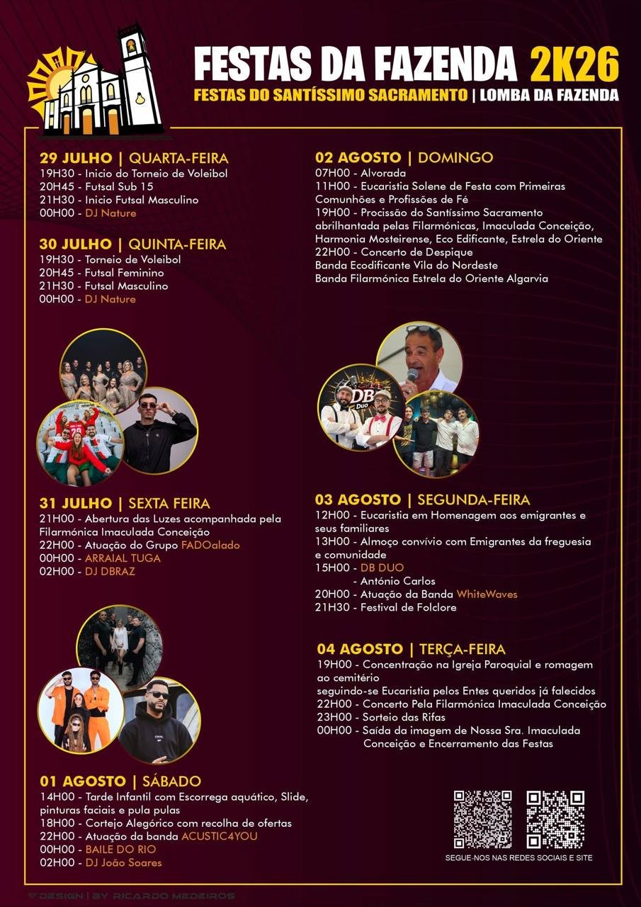 Cartaz Festas do Santíssimo Sacramento 2026 - Lomba da Fazenda