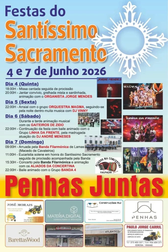 Cartaz Festas do Santíssimo Sacramento 2026 - Penhas Juntas