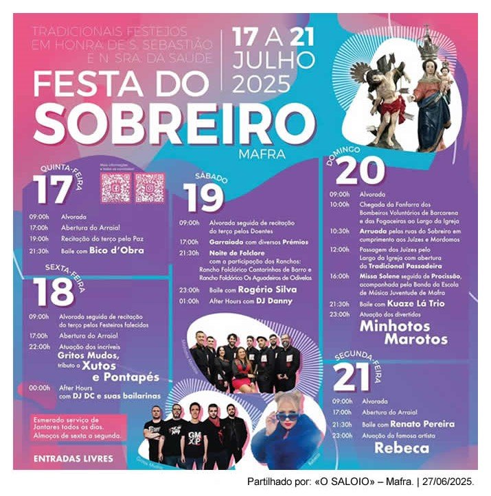 Cartaz Festas do Sobreiro 2025 - Mafra