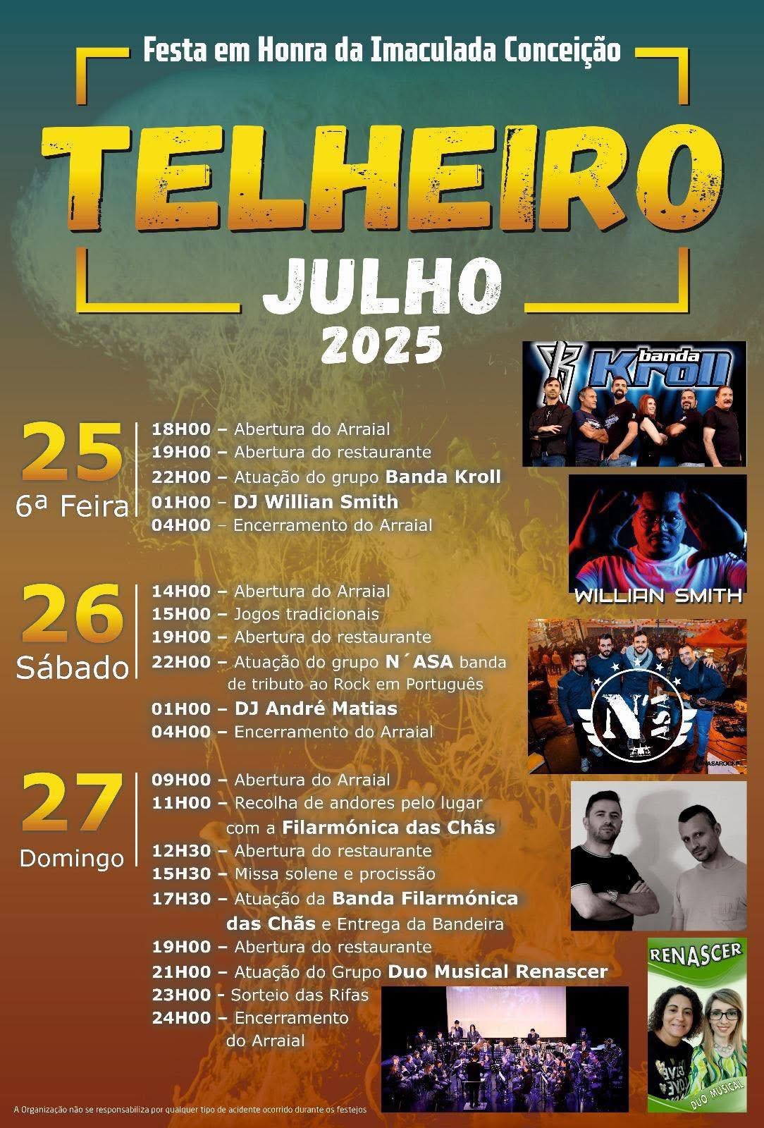 Cartaz Festas em Honra da Imaculada Conceição 2025 - Telheiro