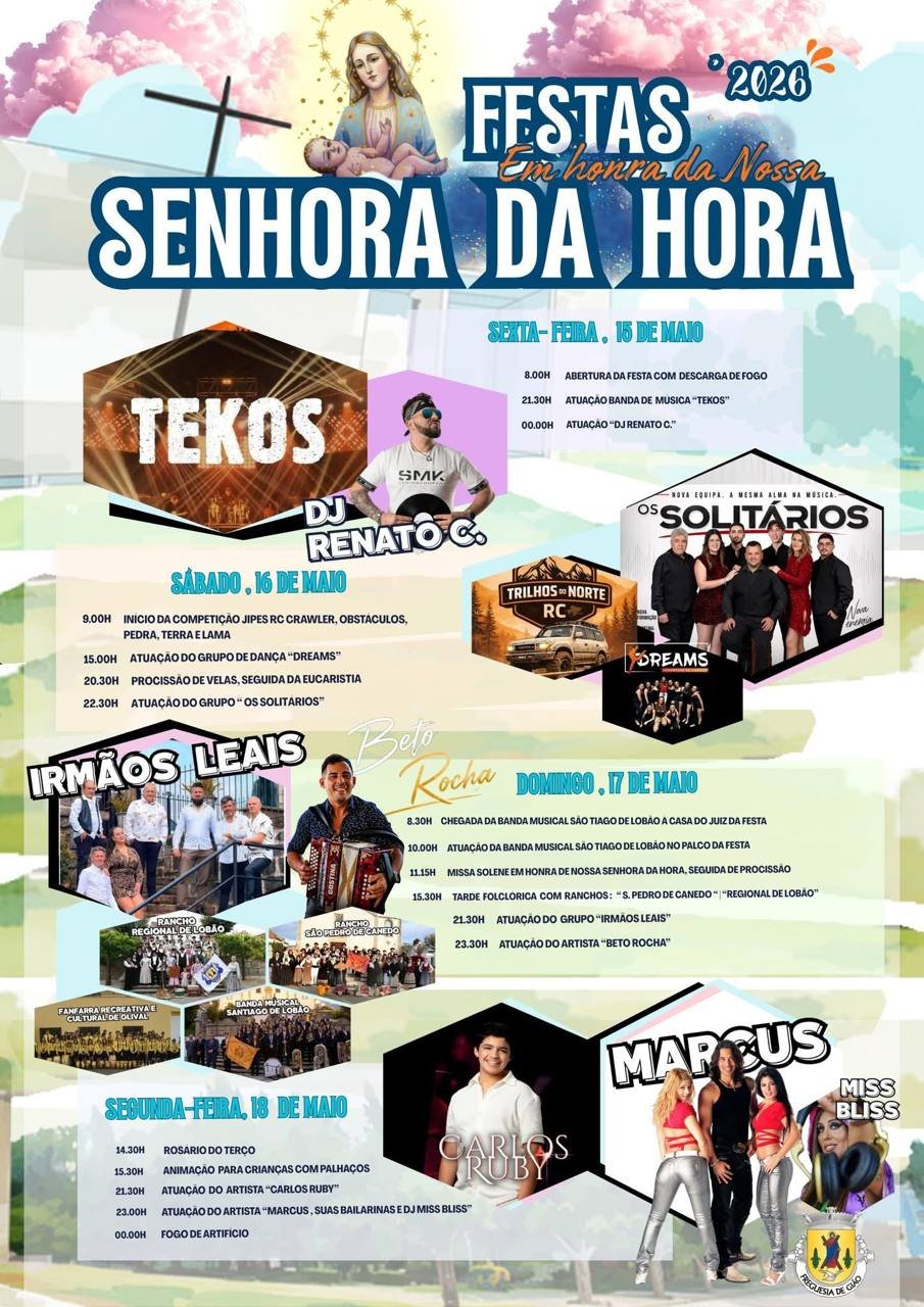 Cartaz Festas em honra da Nossa Senhora da Hora 2026 - Senhora da Hora