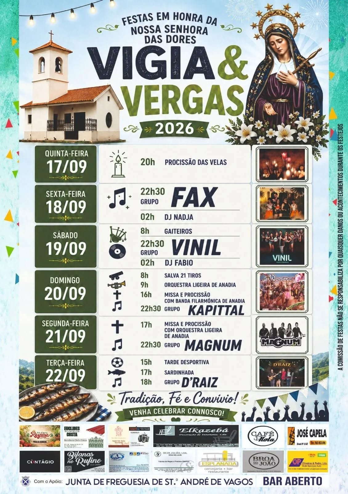 Cartaz Festas em honra da Nossa Senhora das Dores 2026 - Vigia & Vergas
