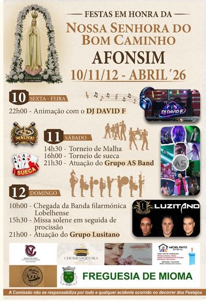 Cartaz Festas Em Honra Da Nossa Senhora Do Bom Caminho 2026 - Afonsim