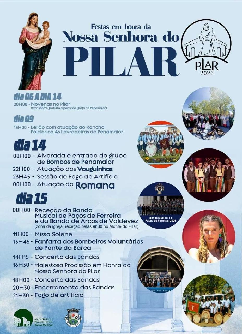 Cartaz Festas em honra da Nossa Senhora do Pilar 2026 - Penamaior