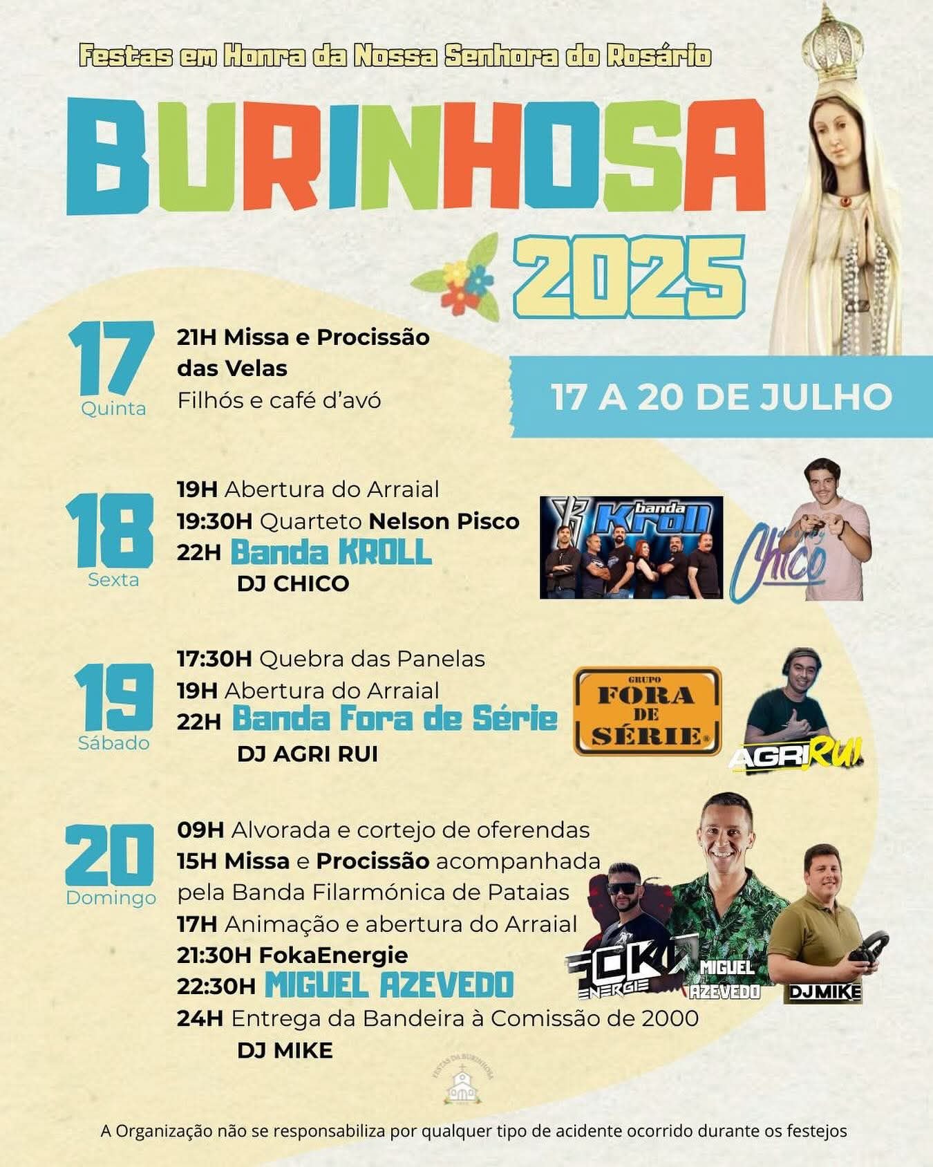 Cartaz Festas em Honra da Nossa Senhora do Rosário 2025 - Burinhosa
