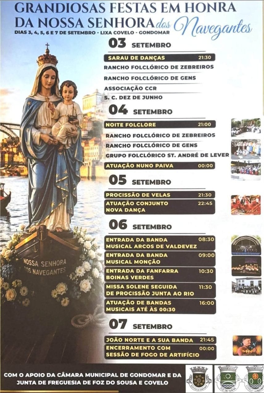 Cartaz Festas em honra da Nossa Senhora dos Navegantes 2026 - Lixa Covelo