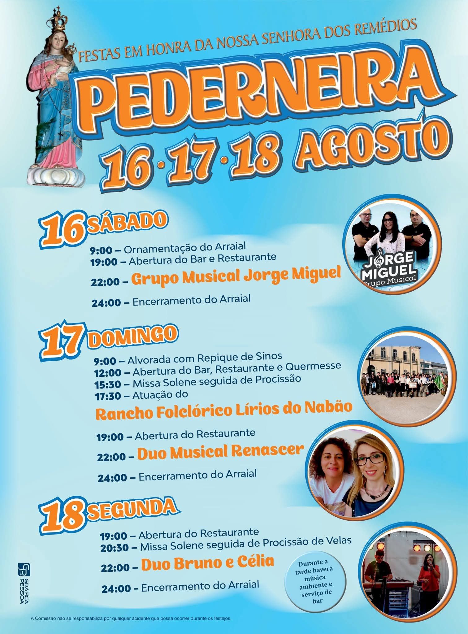 Cartaz Festas em Honra da Nossa Senhora dos Remédios 2025 - Pederneira