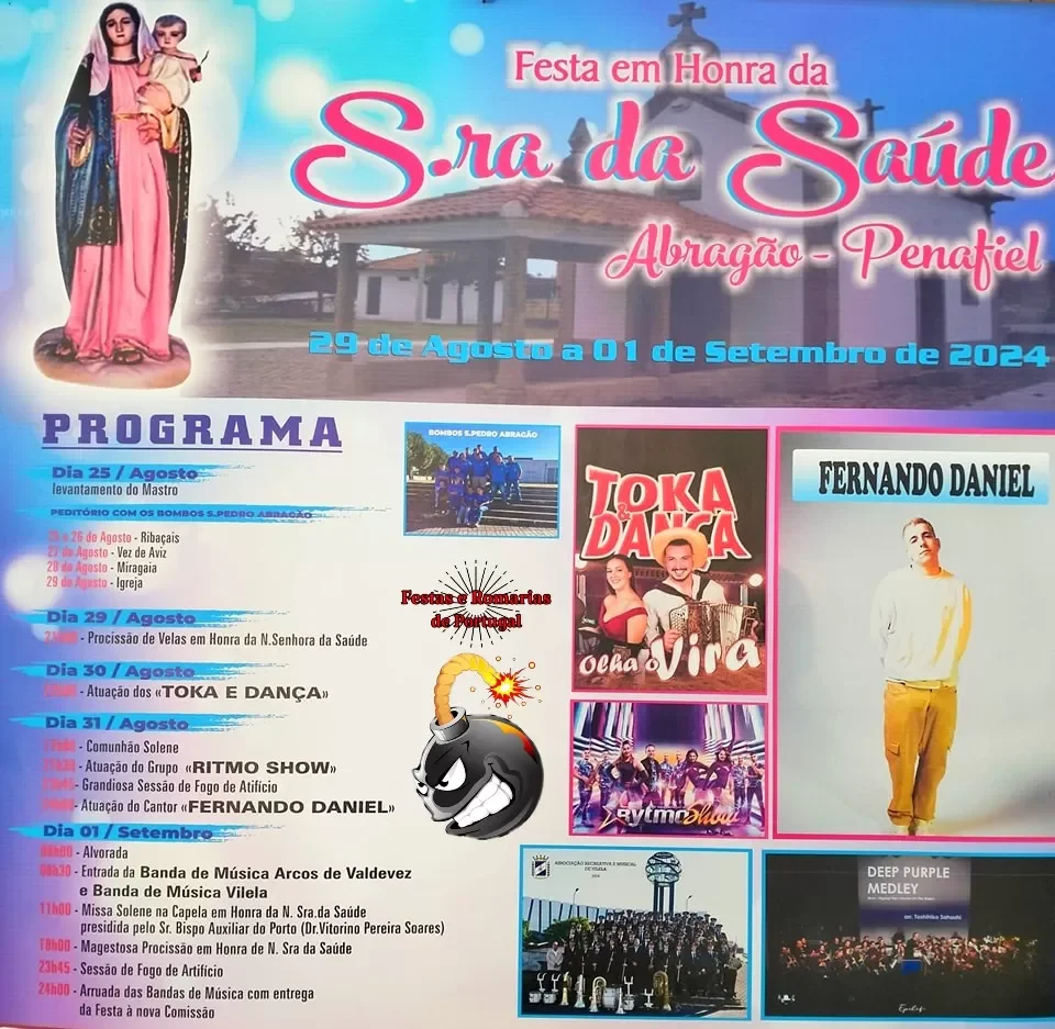 Cartaz Festas em Honra da Senhora da Saúde 2024 - Abragão