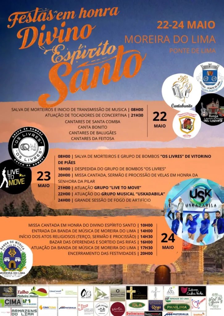 Cartaz Festas em honra de Divino Espírito Santo 2026 - Moreira do Lima