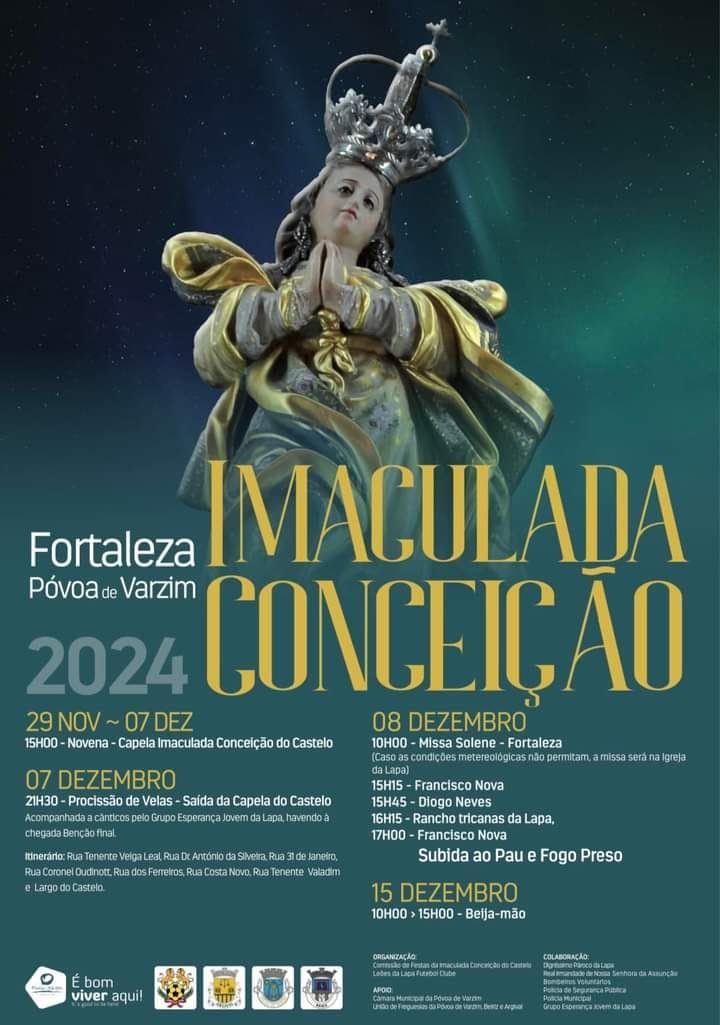Cartaz Festas em Honra de Imaculada Conceição 2024 - Povoa de Varzim