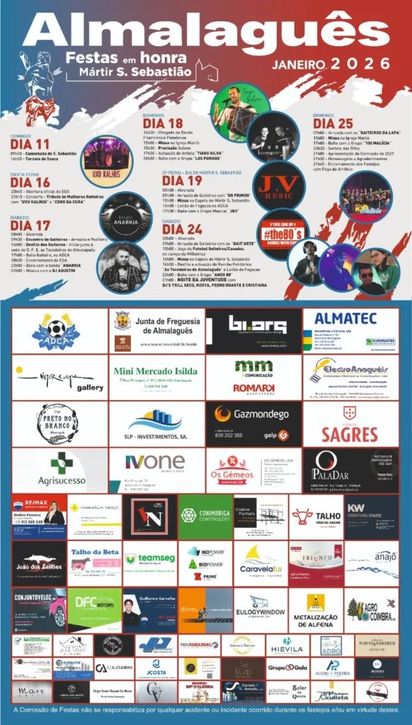 Cartaz Festas em honra de Mártir S. Sebastião 2026 - Almalaguês