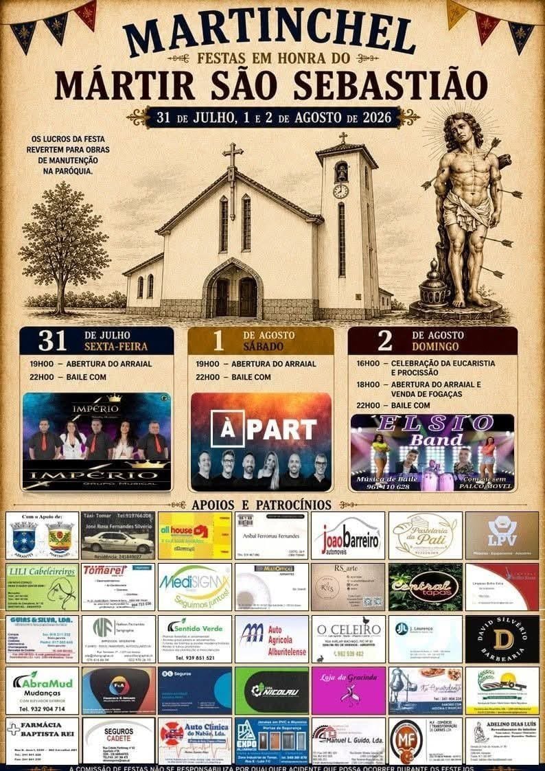 Cartaz Festas em honra de Mártir São Sebastião 2026 - Martinchel
