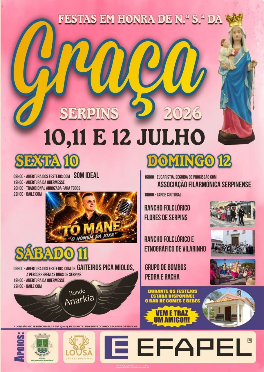 Cartaz Festas em honra de N.ª S.ª da Graça 2026 - Serpins