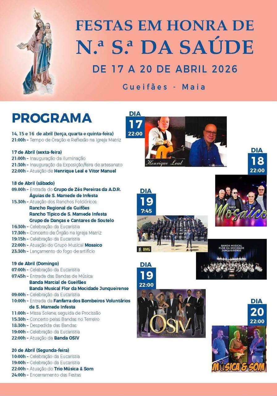 Cartaz Festas em honra de N.ª S.ª da Saúde 2026 - Gueifães