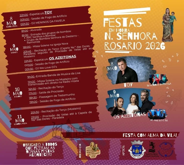 Cartaz Festas em honra de N. Senhora do Rosário 2026 - Mosteiro