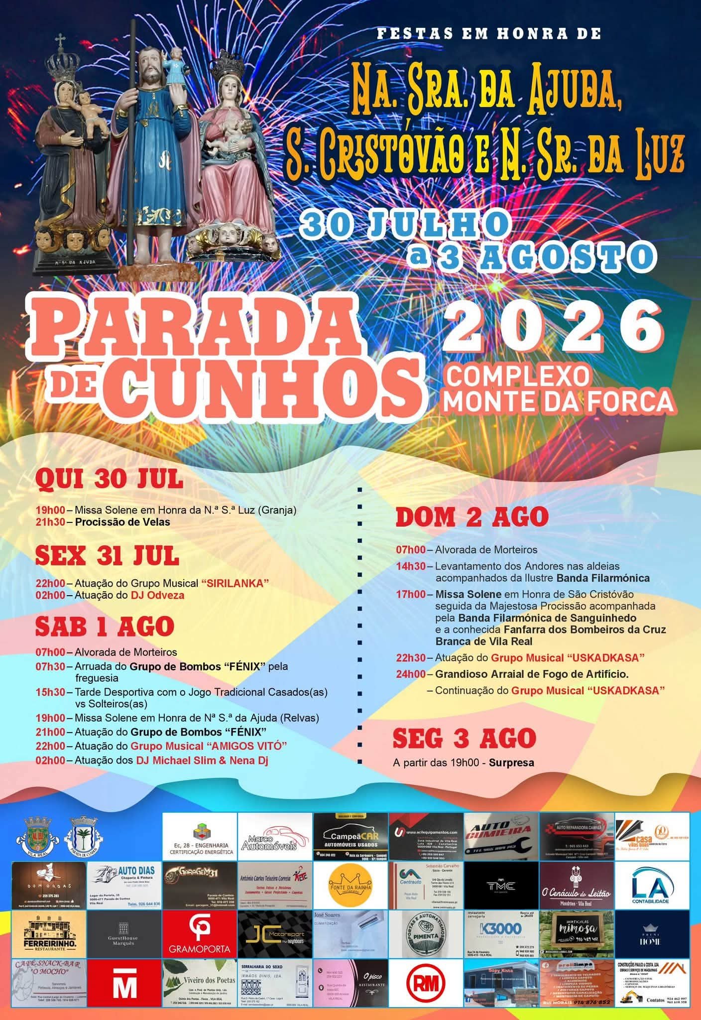 Cartaz Festas em Honra de N.ª Sr.ª da Ajuda, S. Cristóvão e N.ª Sr.ª da Luz 2026 - Monte da Forca