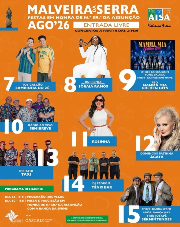 Cartaz Festas em honra de N. Sr.ª da Assunção 2026 - Malveira da Serra