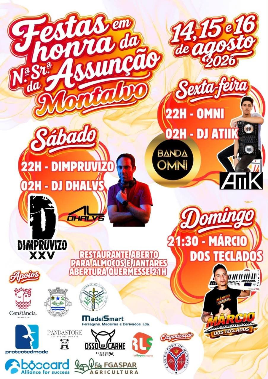 Cartaz Festas em honra de N.ª Sr.ª da Assunção 2026 - Montalvo