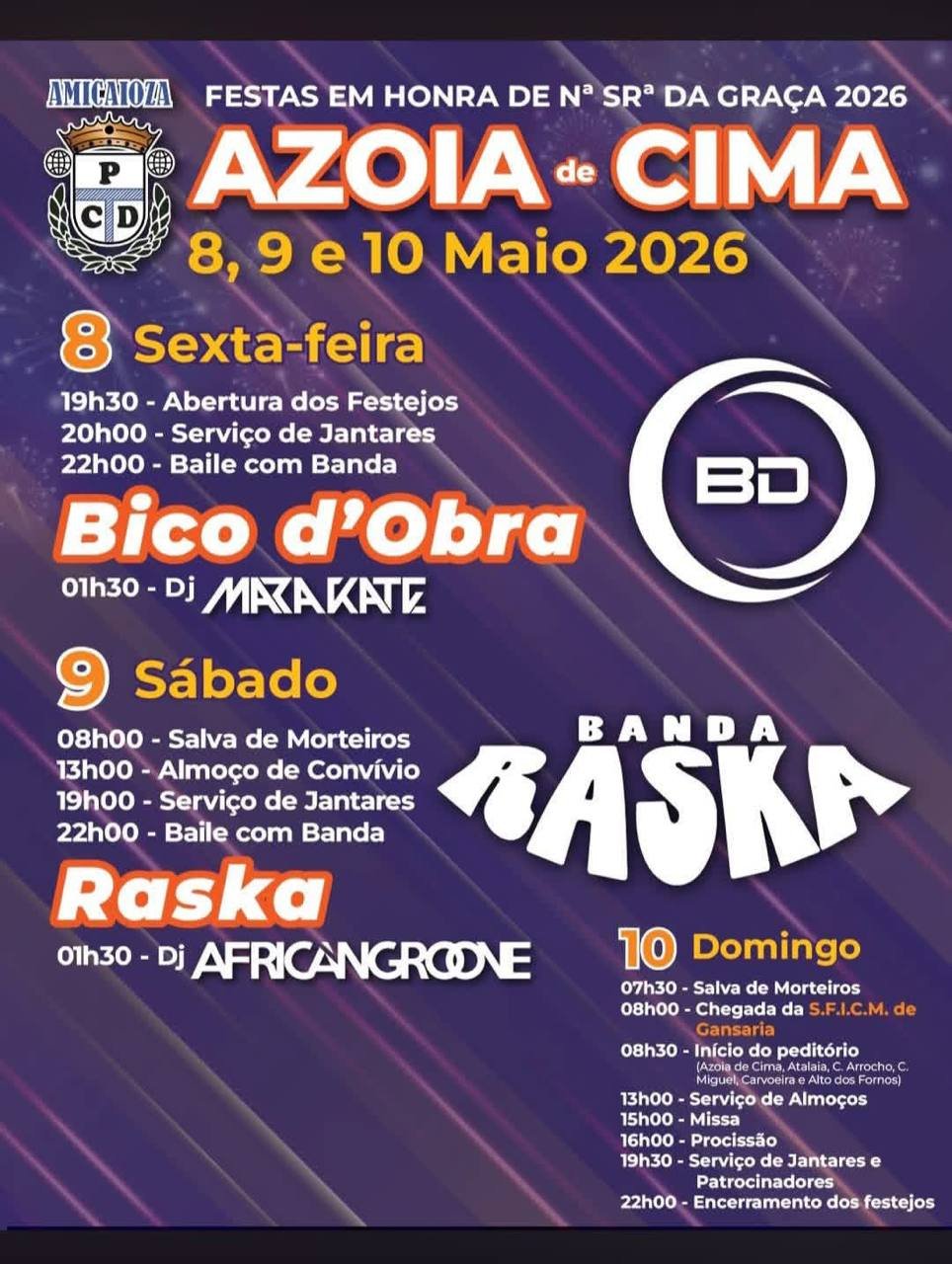 Cartaz Festas em honra de Nª Srª da Graça 2026 - Azoia de Cima