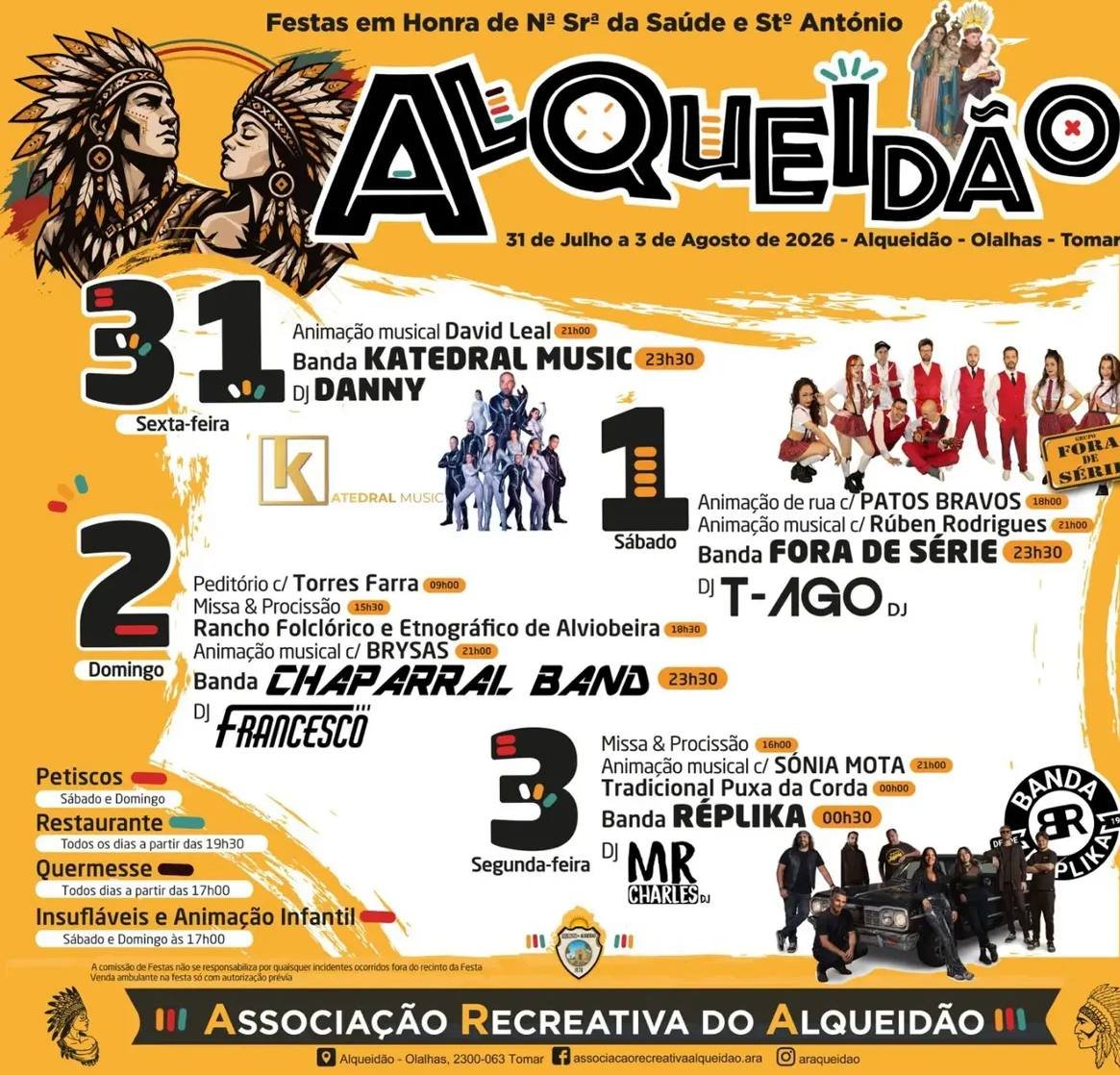 Cartaz Festas em Honra de Nª Srª da Saúde e Stº António 2026 - Alqueidão