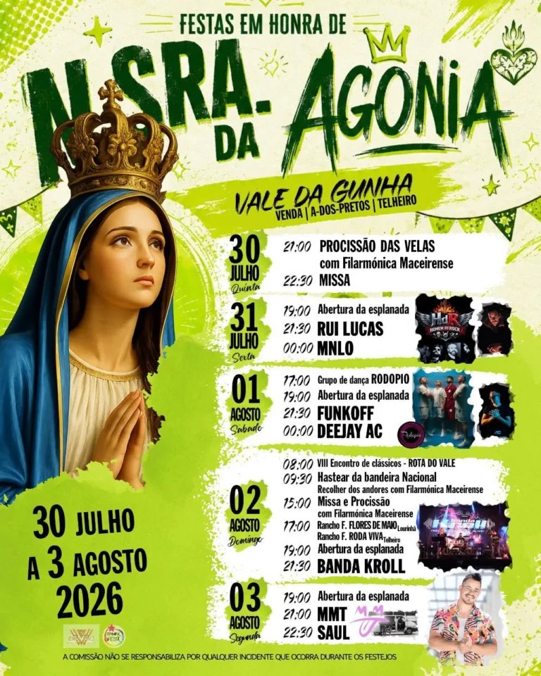 Cartaz Festas em honra de N. Sra. da Agonia 2026 - Vale da Gunha