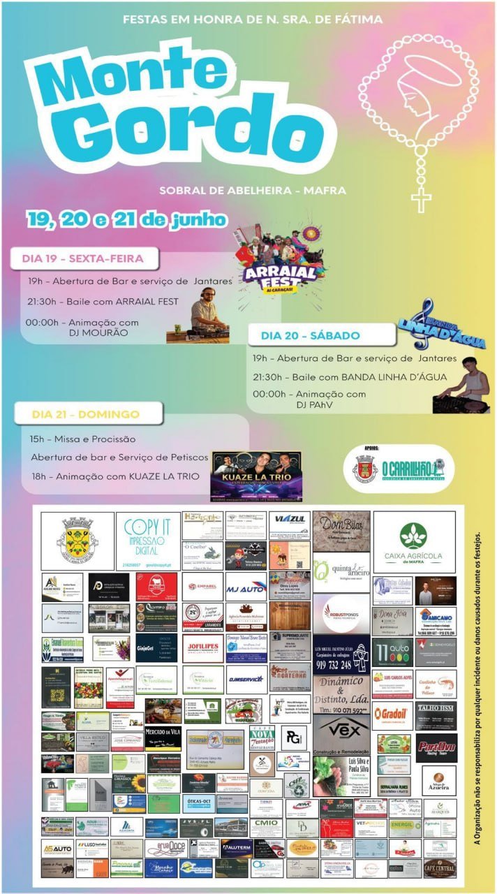 Cartaz Festas em honra de N. Sra. de Fátima 2026 - Monte Gordo