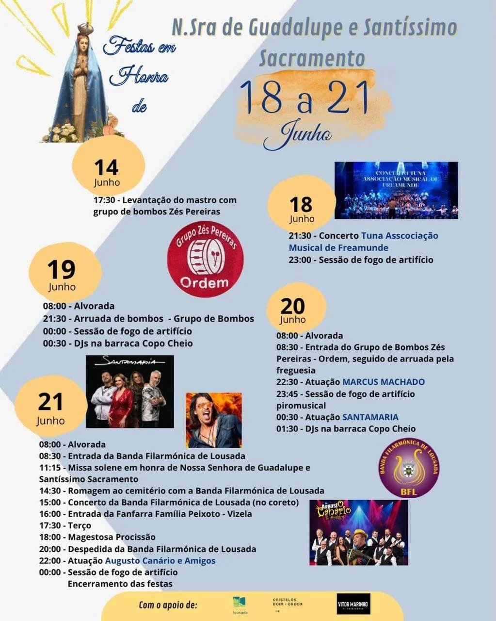 Cartaz Festas em honra de N.Sra de Guadalupe e Santíssimo Sacramento 2026 - Ordem