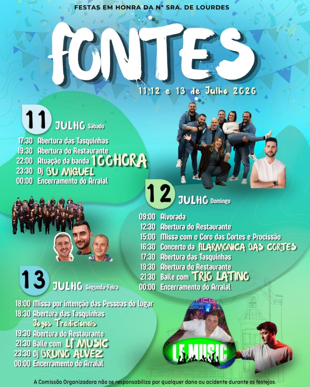Cartaz Festas em honra de Nª Sra. de Lourdes 2026 - Fontes