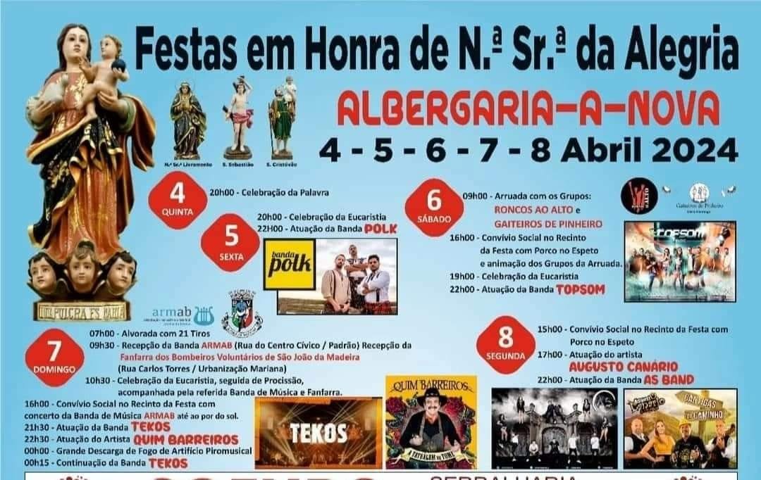 Cartaz Festas em Honra de Nossa Senhora da Alegria 2024 - Albergaria a Nova