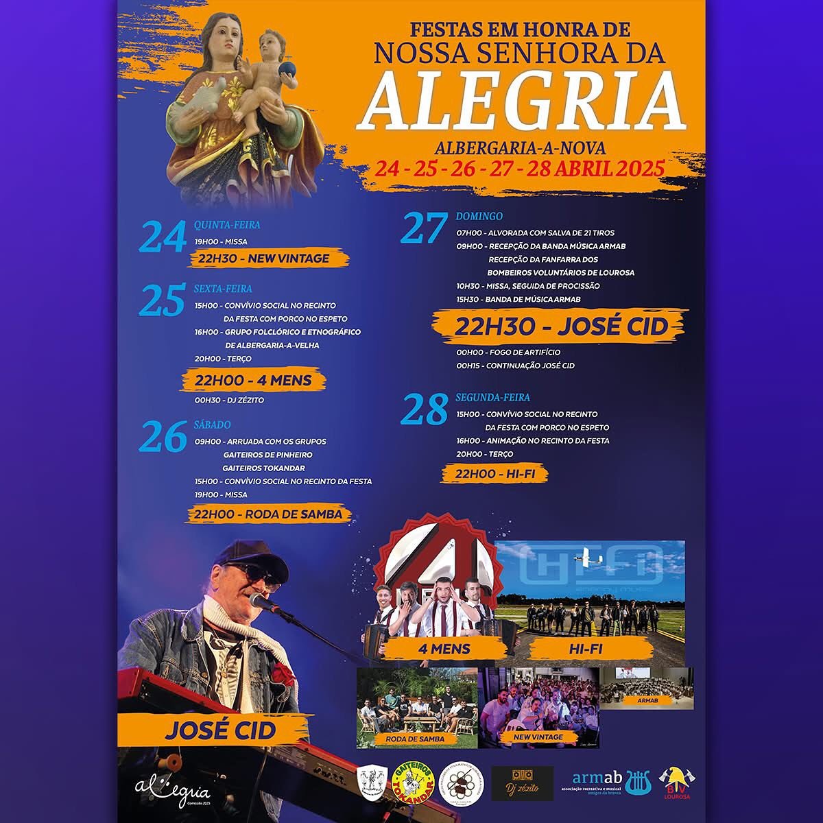 Cartaz Festas em Honra de Nossa Senhora da Alegria 2025 - Albergaria-a-Nova