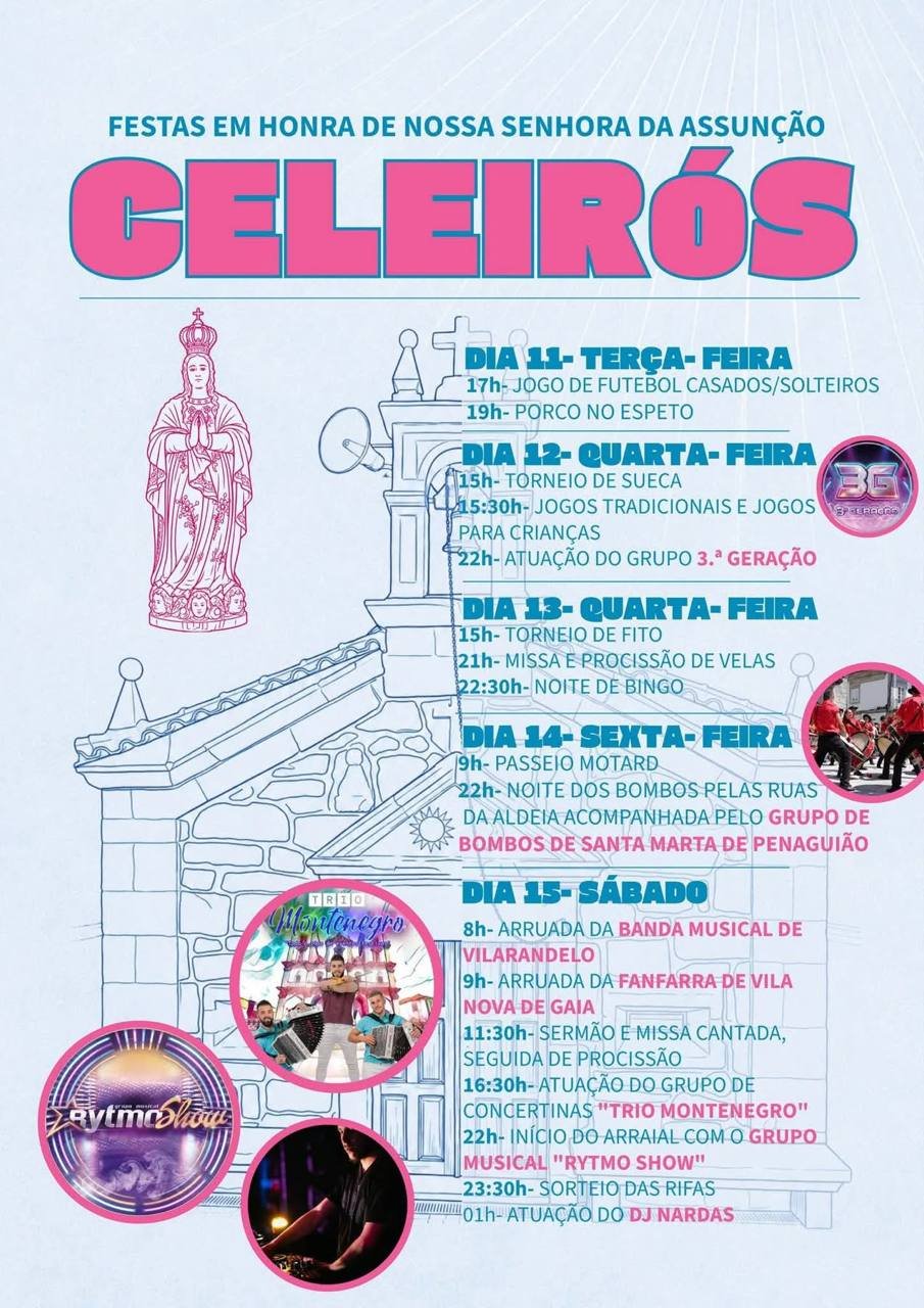 Cartaz Festas em honra de Nossa Senhora da Assunção 2026 - Celeirós