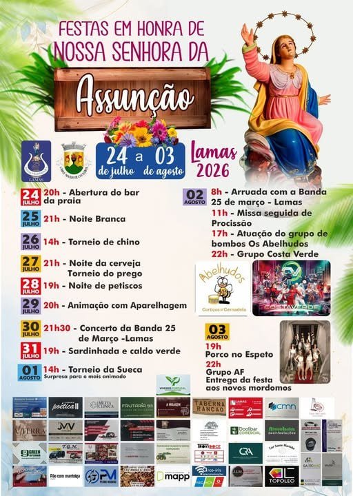 Cartaz Festas em honra de Nossa Senhora da Assunção 2026 - Lamas