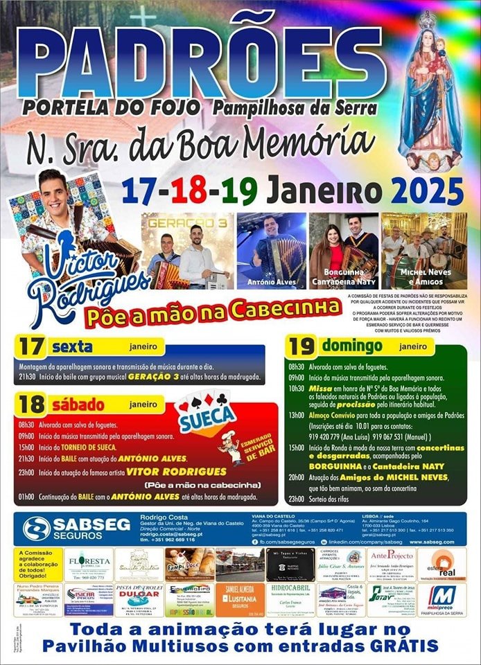 Cartaz Festas em Honra de Nossa Senhora da Boa Memória 2025 - Pampilhosa da Serra