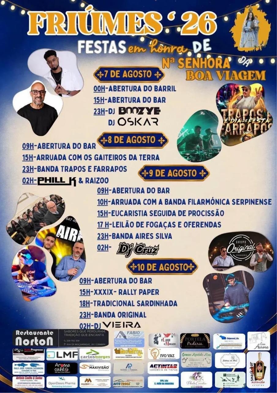 Cartaz Festas em honra de Nossa Senhora da Boa Viagem 2026 - Friúmes