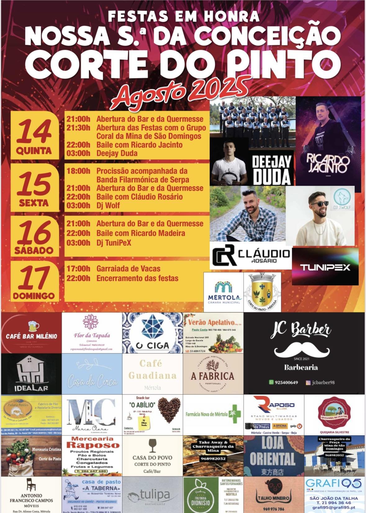 Cartaz Festas em Honra de Nossa Senhora da Conceição 2025 - Corte do Pinto