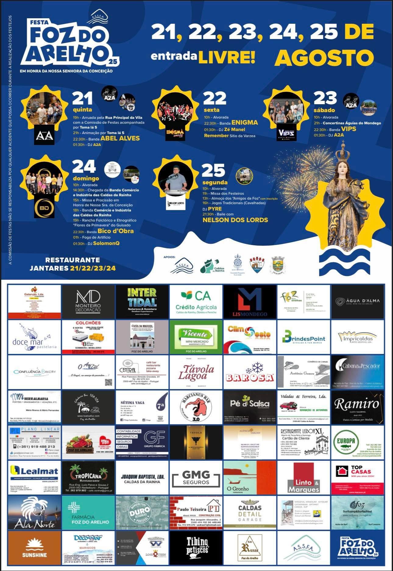 Cartaz Festas em Honra de Nossa Senhora da Conceição 2025 - Foz do Arelho