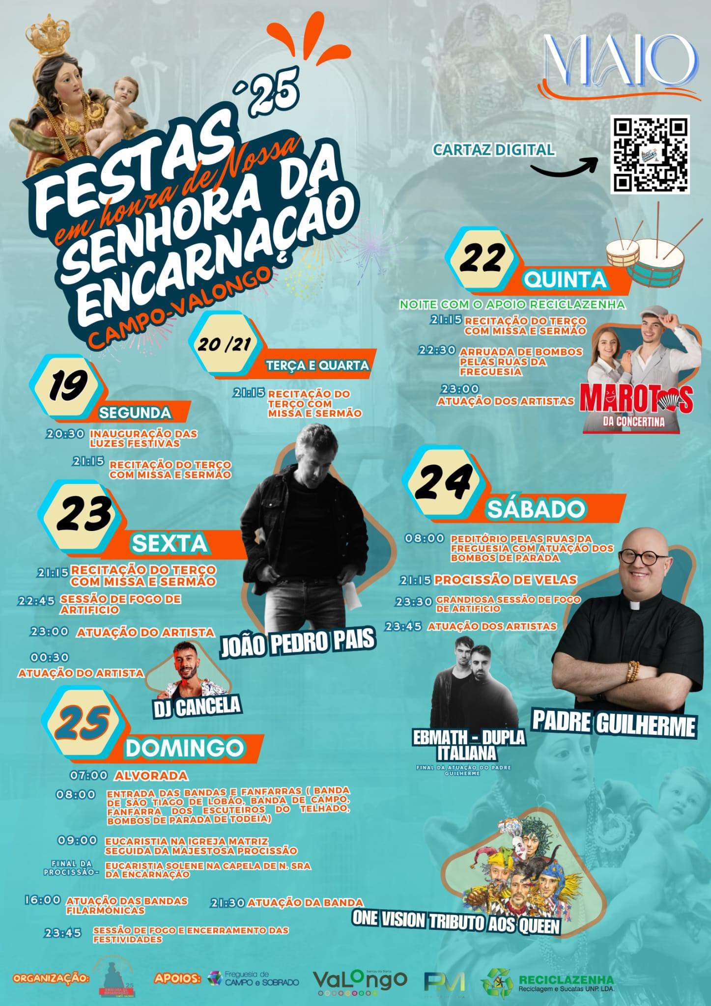 Cartaz Festas em Honra de Nossa Senhora da Encarnação 2025 - Valongo