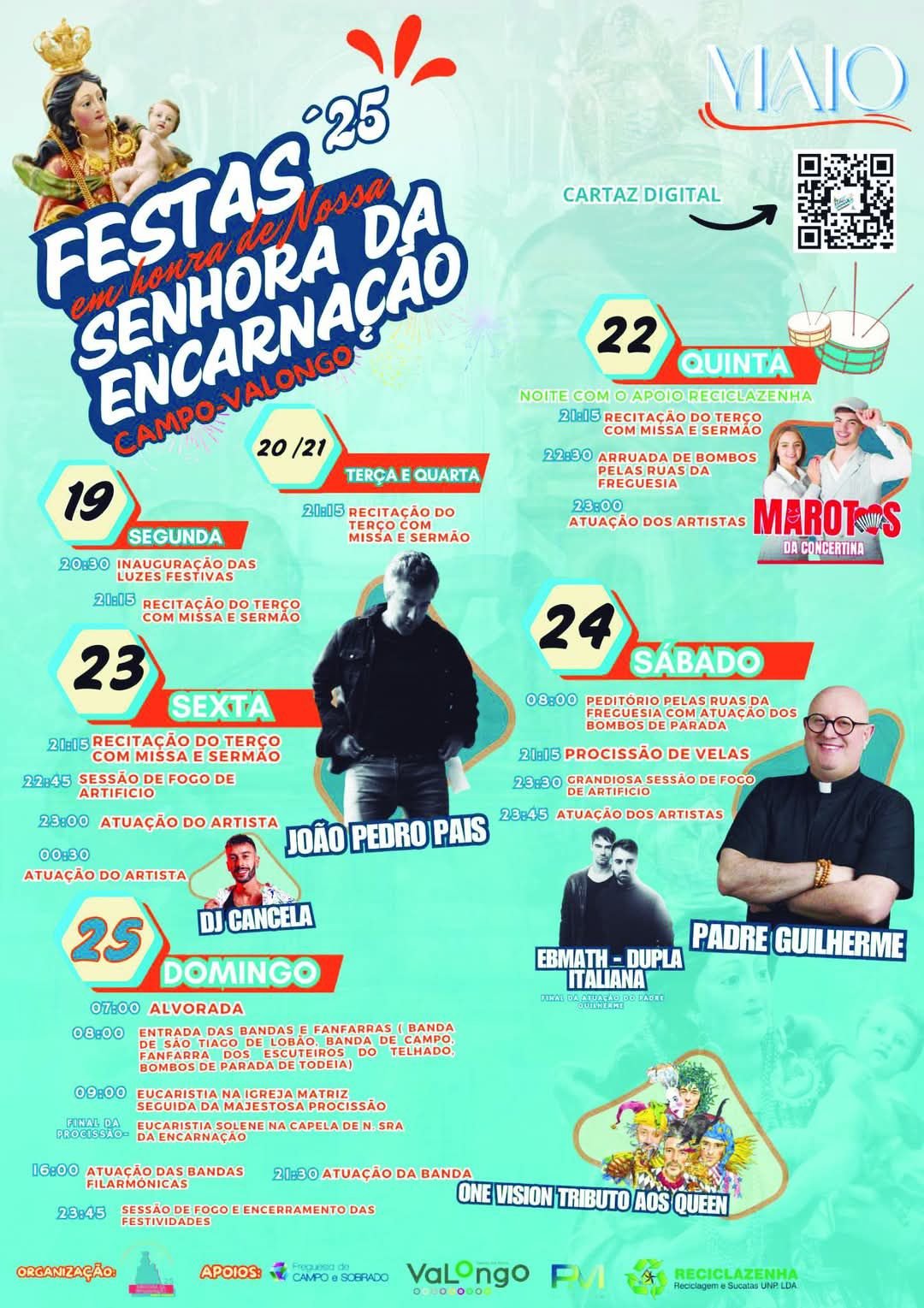 Cartaz Festas em Honra de Nossa Senhora da Encarnação 2025 - Valongo