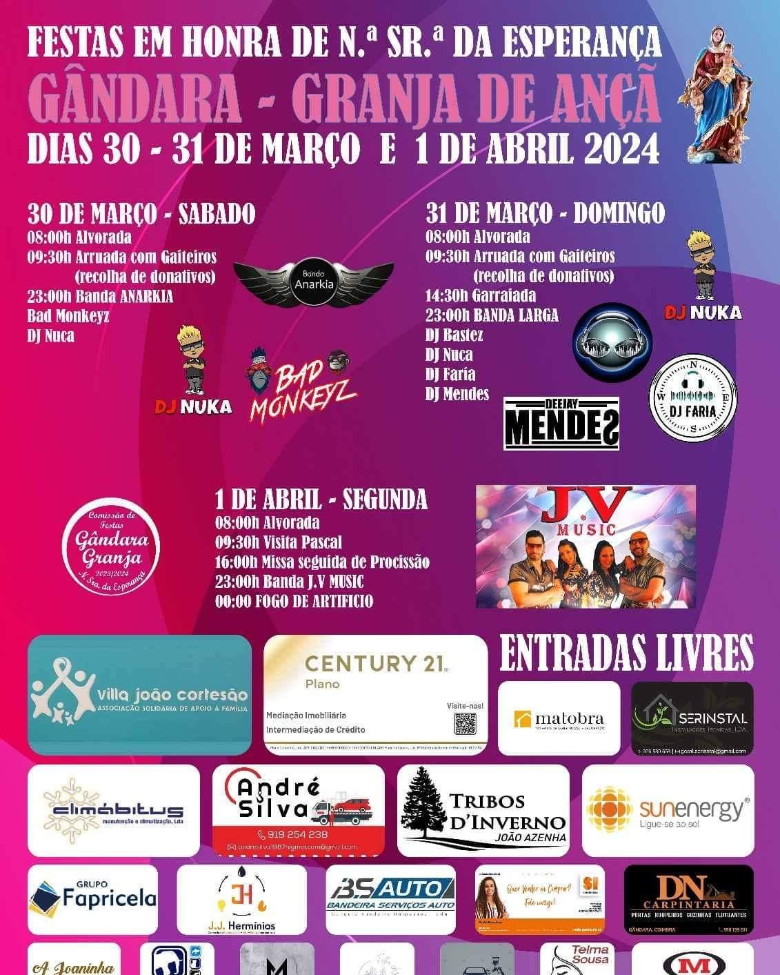 Cartaz Festas em Honra de Nossa Senhora da Esperança 2024 - Gândara