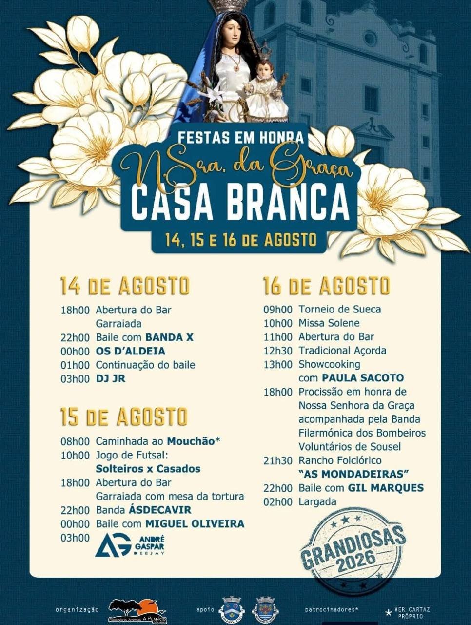 Cartaz Festas em honra de Nossa Senhora da Graça 2026 - Casa Branca
