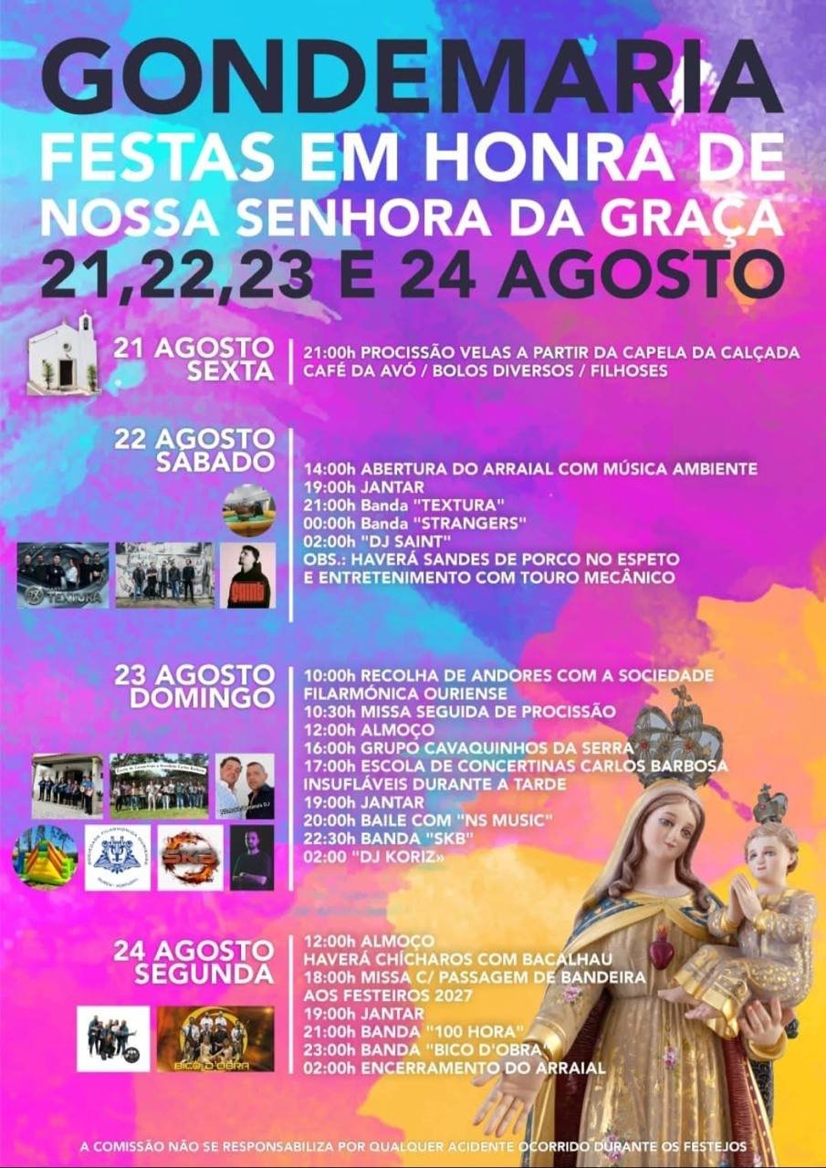 Cartaz Festas em honra de Nossa Senhora da Graça 2026 - Gondemaria