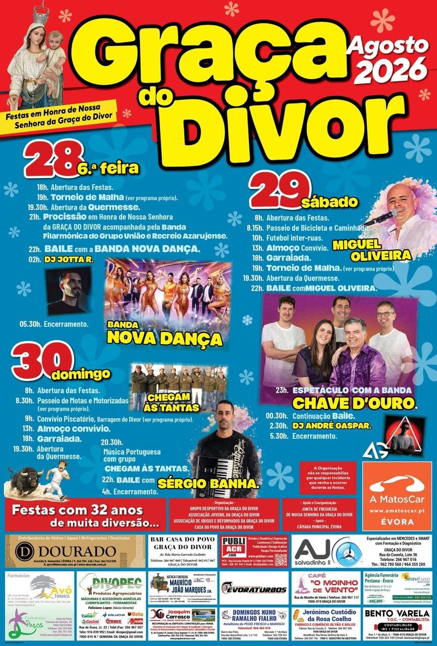 Cartaz Festas em Honra de Nossa Senhora da Graça do Divor 2026 - Divor