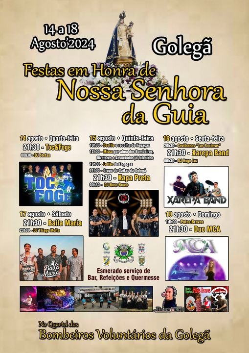 Cartaz Festas em Honra de Nossa Senhora da Guia 2024 - Golegã