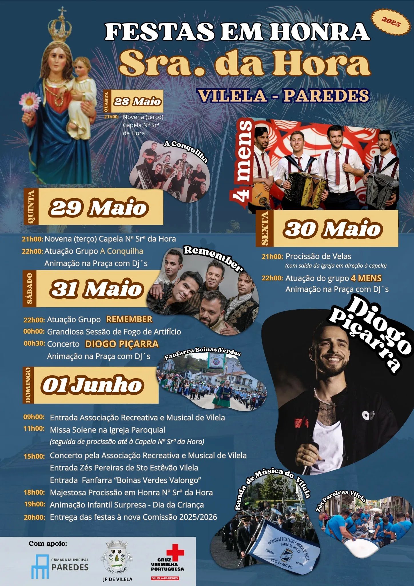 Cartaz Festas em Honra de Nossa Senhora da Hora 2025 - Paredes