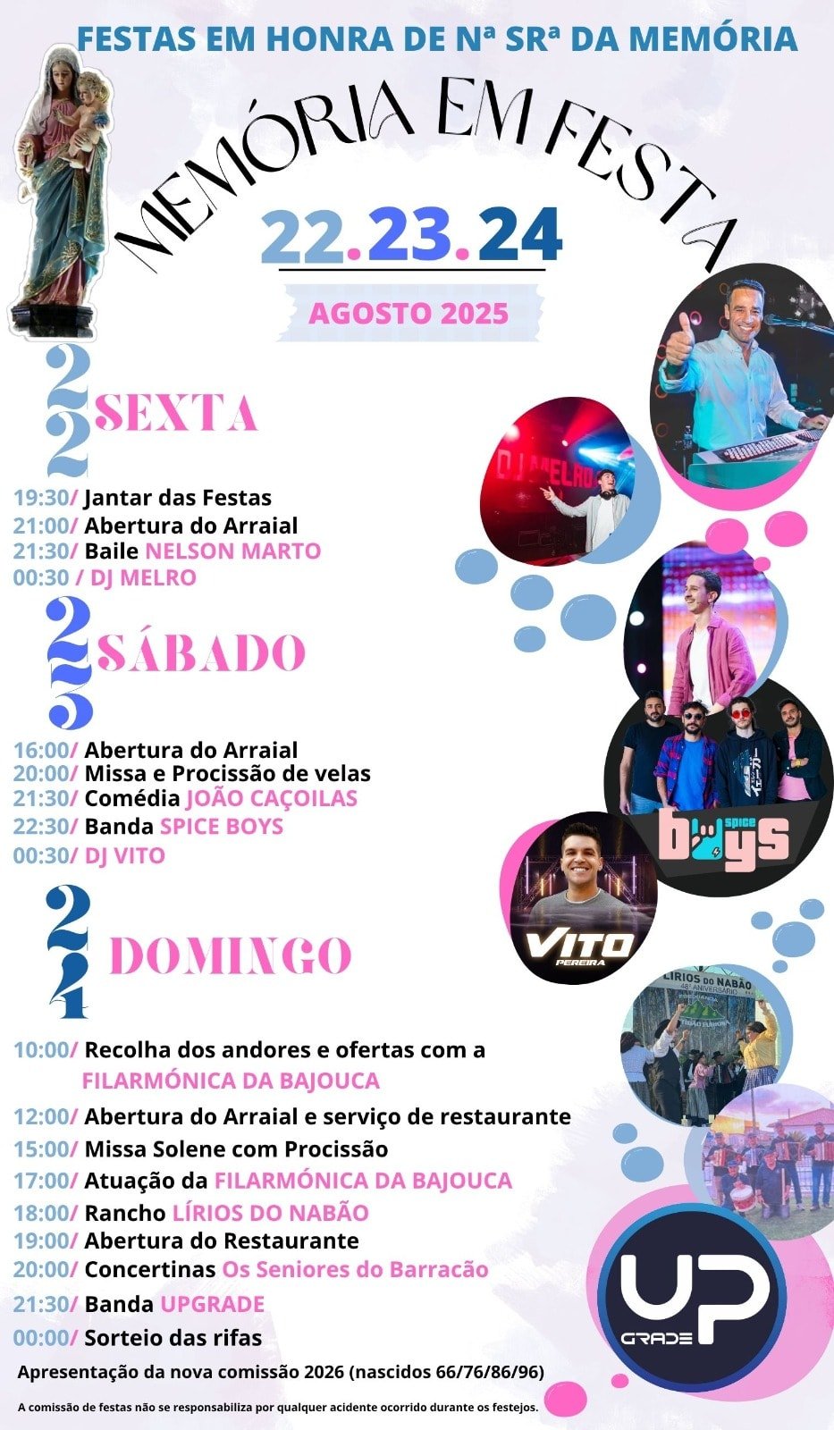 Cartaz Festas em Honra de Nossa Senhora da Memoria 2025 - Leiria