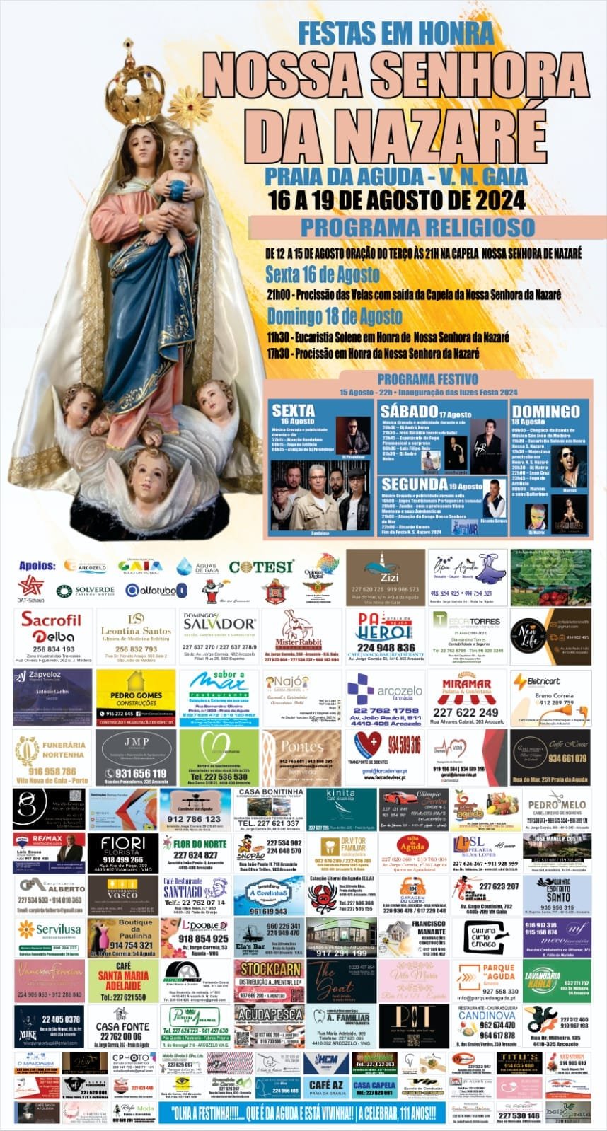 Cartaz Festas em Honra de Nossa Senhora da Nazaré 2024 - Praia da Aguda