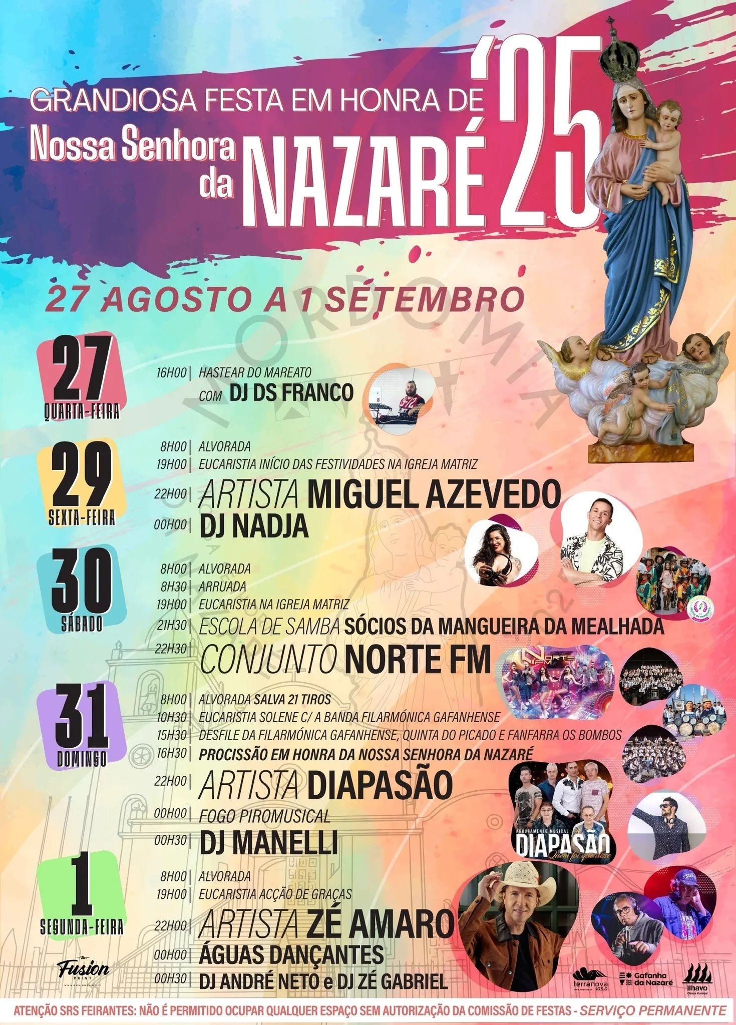 Cartaz Festas em Honra de Nossa Senhora da Nazaré 2025 - Gafanha da Nazaré