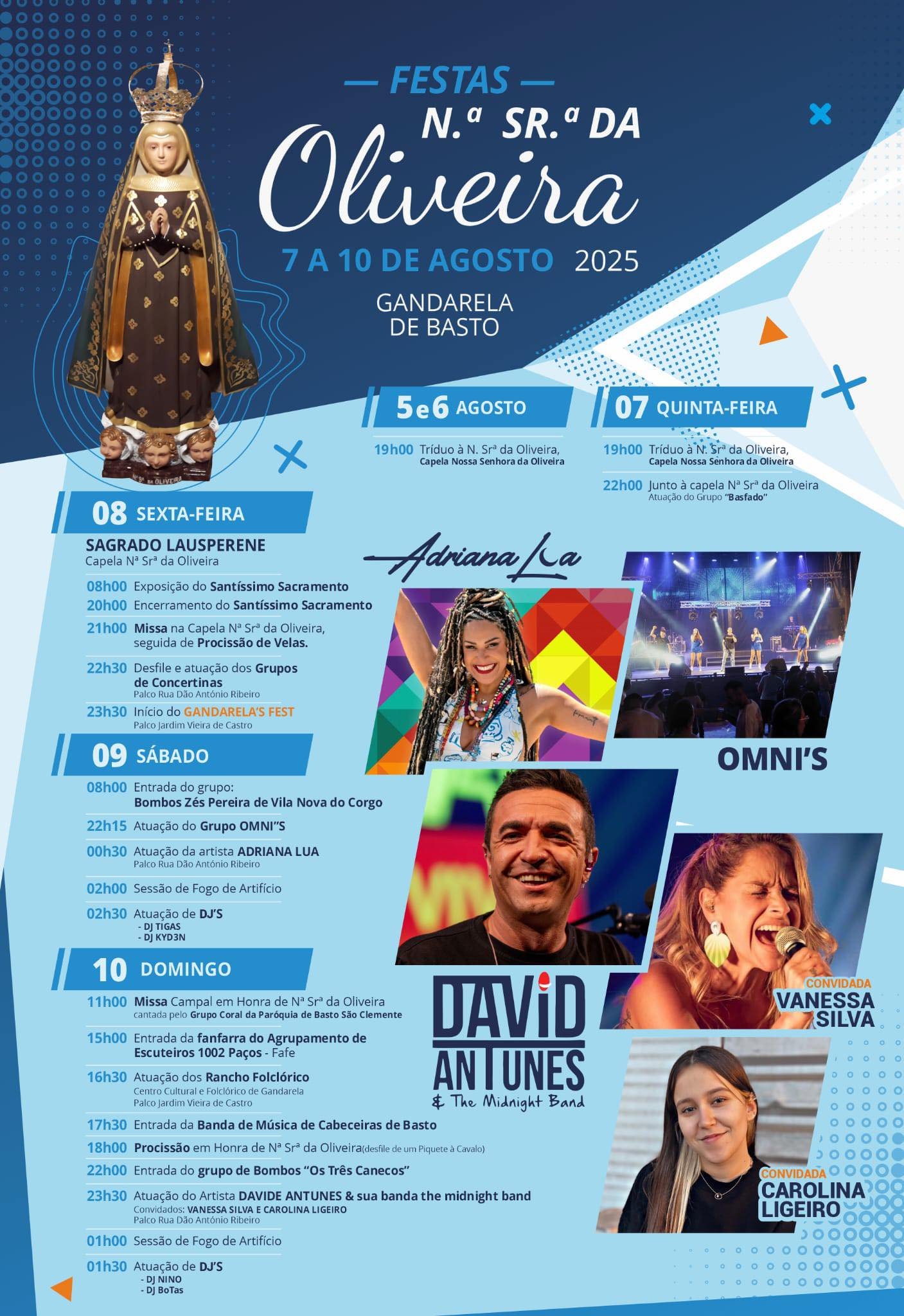 Cartaz Festas em Honra de Nossa Senhora da Oliveira 2025 - Gandarela de Basto